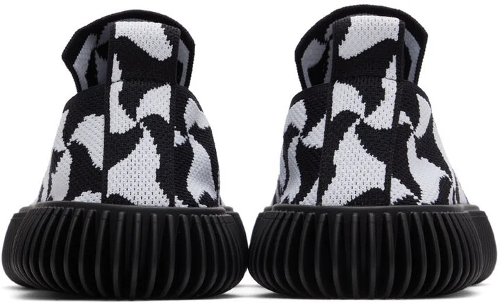 Bottega Veneta Black & White Ripple Sneakers - Image 2