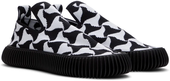 Bottega Veneta Black & White Ripple Sneakers - Image 4