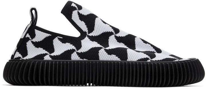 Bottega Veneta Black & White Ripple Sneakers