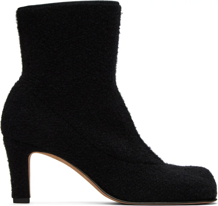 Bottega Veneta Black Wool Bouclé Boots
