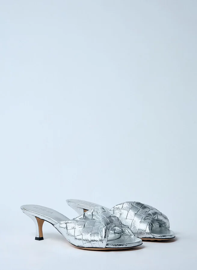Bottega Veneta Blink Heeled Mules - Woman Sandals Silver Eu - 40 - Image 2