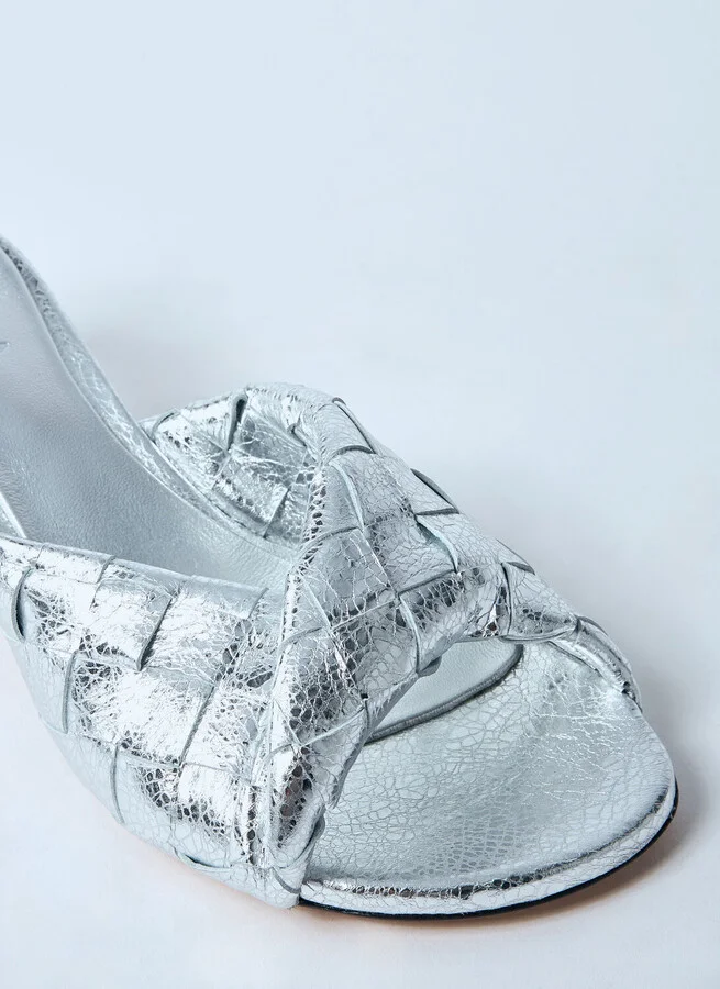 Bottega Veneta Blink Heeled Mules - Woman Sandals Silver Eu - 40 - Image 3