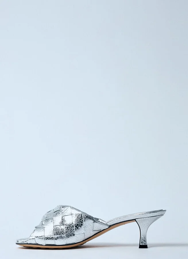 Bottega Veneta Blink Heeled Mules - Woman Sandals Silver Eu - 40 - Image 4