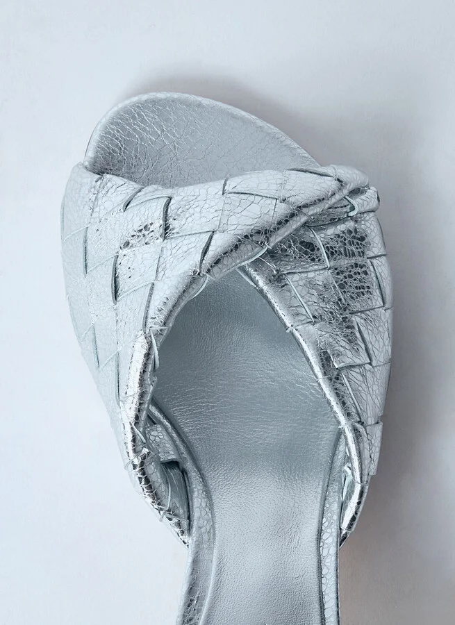 Bottega Veneta Blink Heeled Mules - Woman Sandals Silver Eu - 40 - Image 5