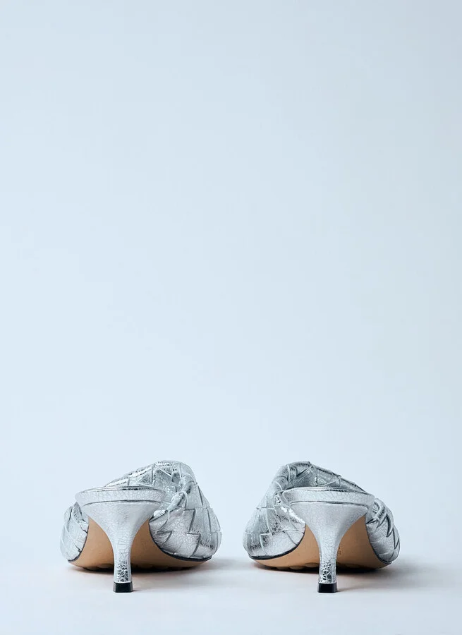 Bottega Veneta Blink Heeled Mules - Woman Sandals Silver Eu - 40 - Image 6