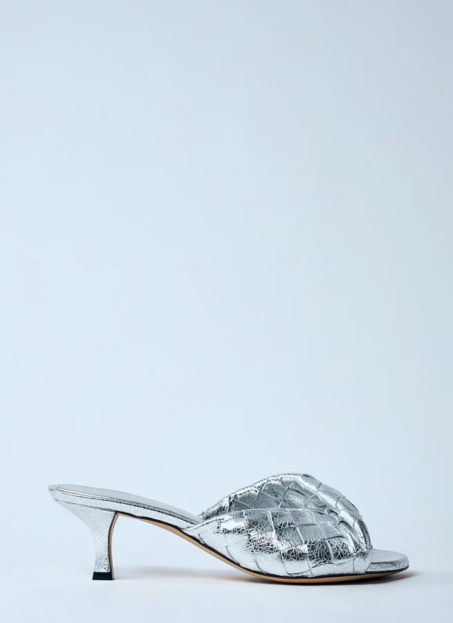Bottega Veneta Blink Heeled Mules - Woman Sandals Silver Eu - 40
