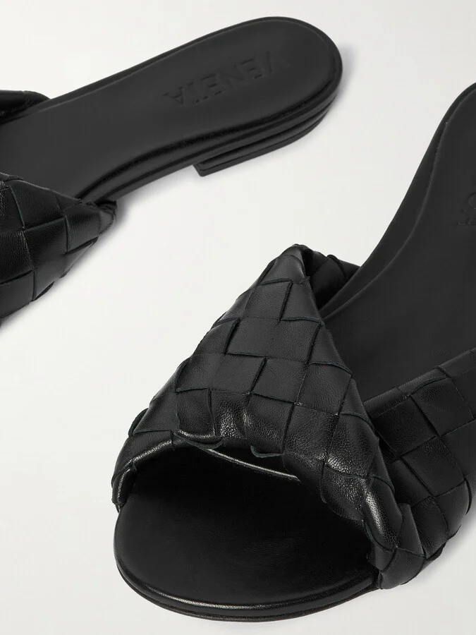 Bottega Veneta - Blink Intrecciato Leather Slides - Black - Image 4