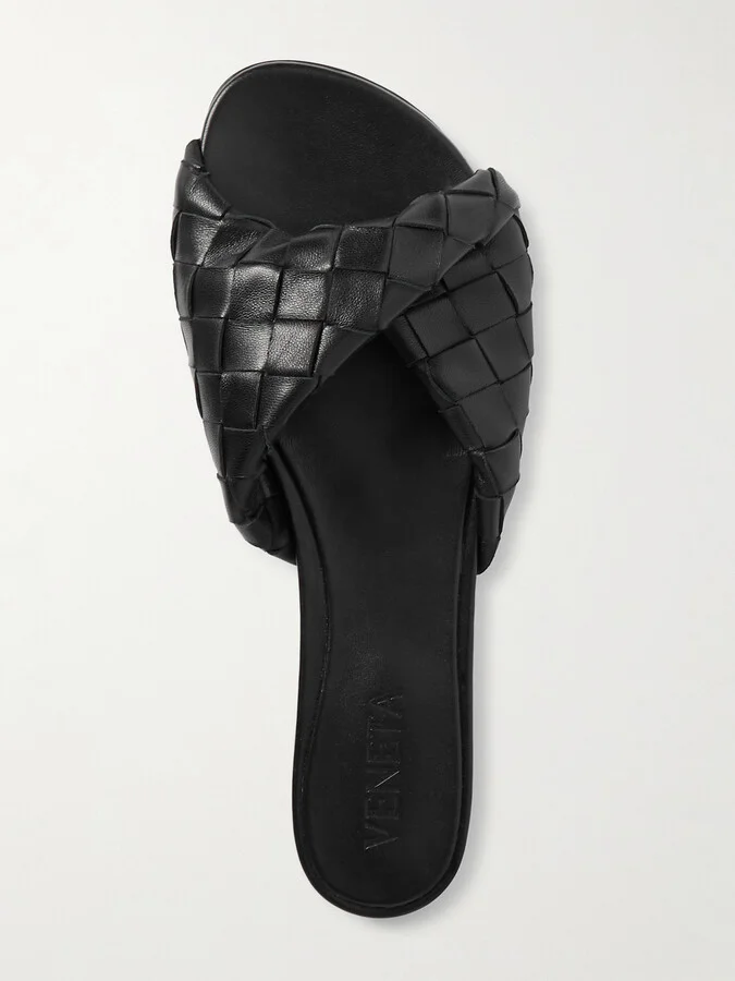 Bottega Veneta - Blink Intrecciato Leather Slides - Black - Image 5