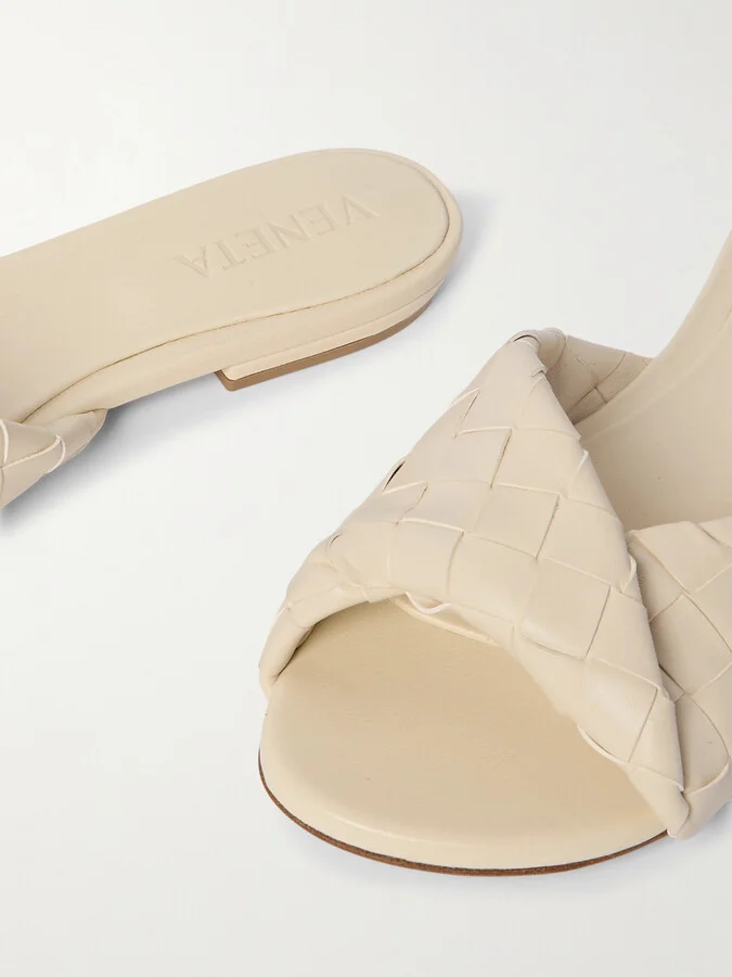 Bottega Veneta - Blink Intrecciato Leather Slides - Off-white - Image 4