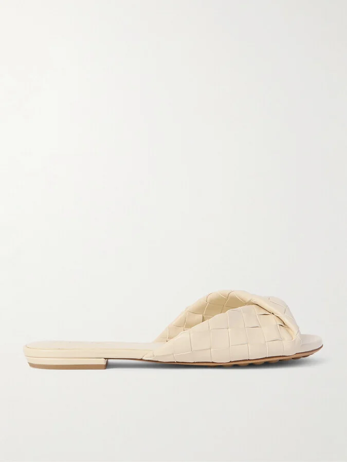 Bottega Veneta - Blink Intrecciato Leather Slides - Off-white