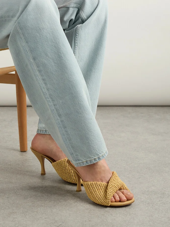Bottega Veneta - Blink Raffia Mules - Yellow - Image 2