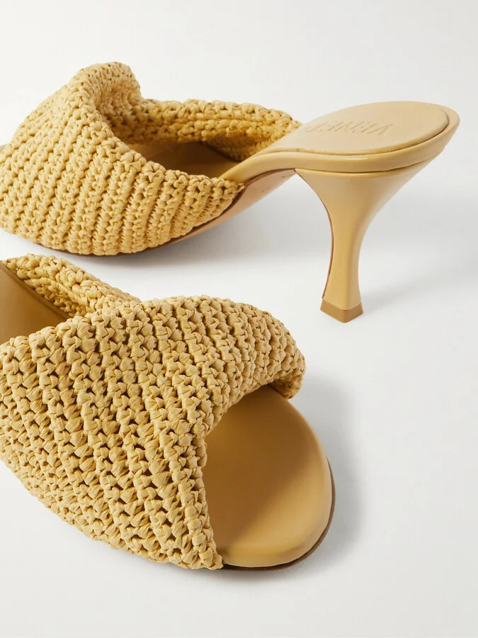 Bottega Veneta - Blink Raffia Mules - Yellow - Image 4