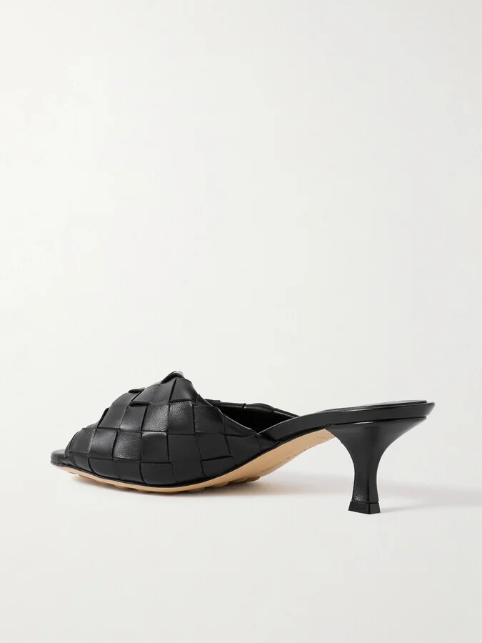 Bottega Veneta - Blink Twisted Intrecciato Leather Mules - Black - Image 3
