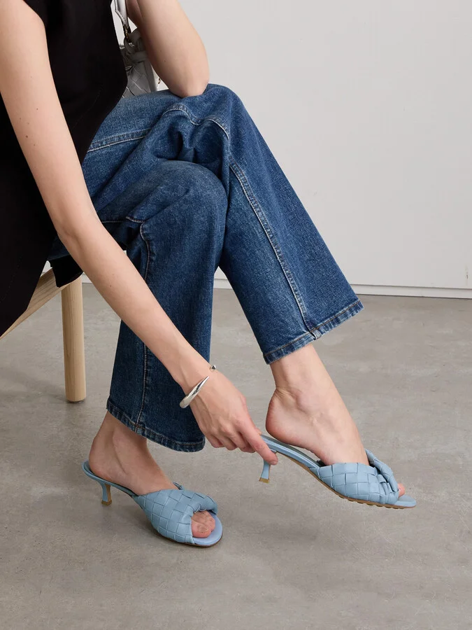 Bottega Veneta - Blink Twisted Intrecciato Leather Mules - Blue - Image 2