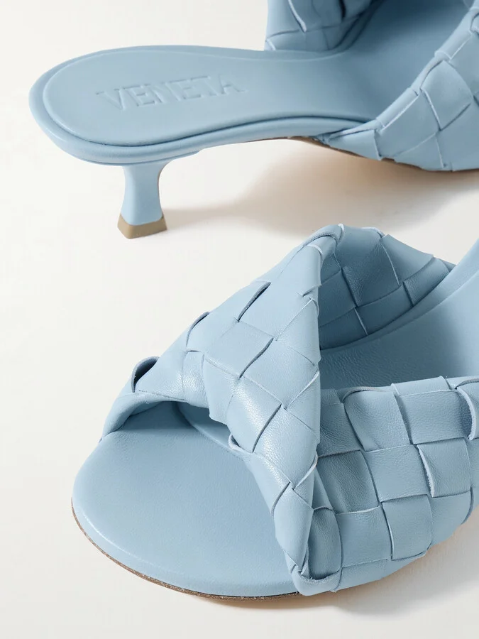 Bottega Veneta - Blink Twisted Intrecciato Leather Mules - Blue - Image 4