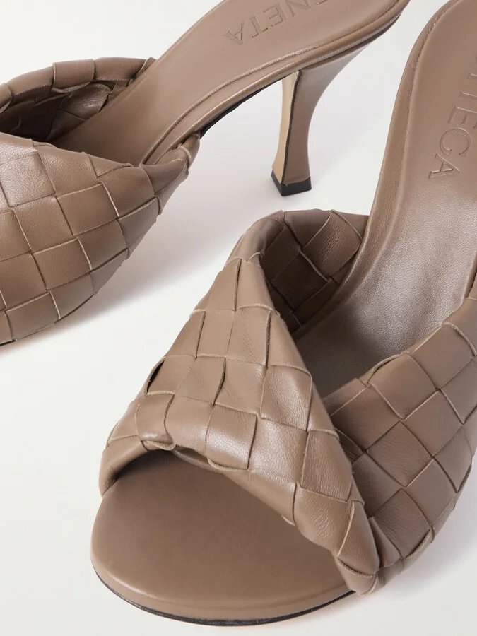 Bottega Veneta - Blink Twisted Intrecciato Leather Mules - Brown - Image 4