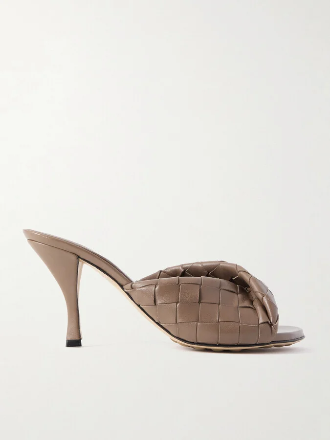 Bottega Veneta - Blink Twisted Intrecciato Leather Mules - Brown