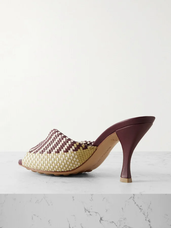 Bottega Veneta - Blink Twisted Intrecciato Leather Mules - Burgundy - Image 3