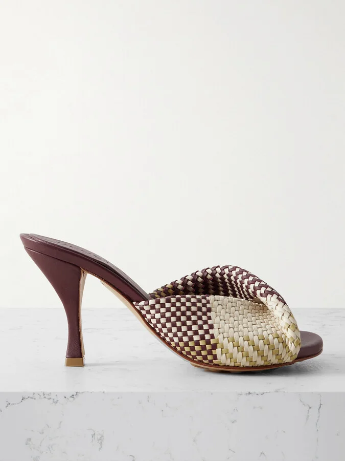 Bottega Veneta - Blink Twisted Intrecciato Leather Mules - Burgundy