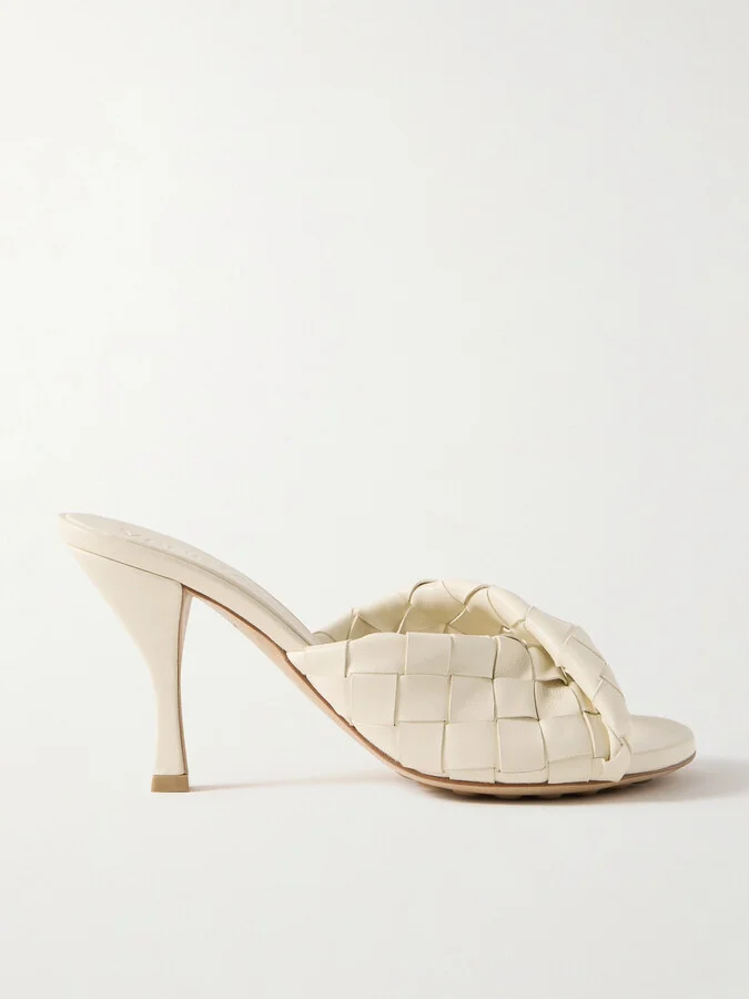 Bottega Veneta - Blink Twisted Intrecciato Leather Mules - Cream