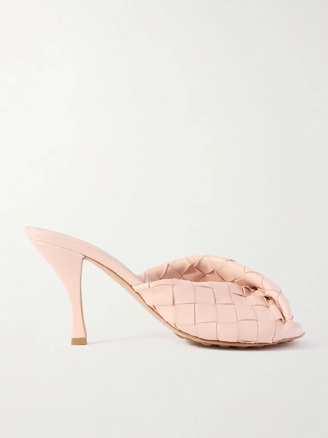 Bottega Veneta - Blink Twisted Intrecciato Leather Mules - Pink