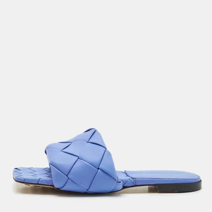 Bottega Veneta Blue Quilted Leather Lido Flats Size 39
