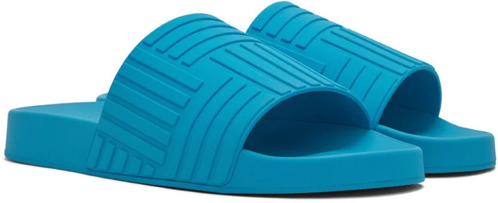 Bottega Veneta Blue Slider Sandals - Image 4