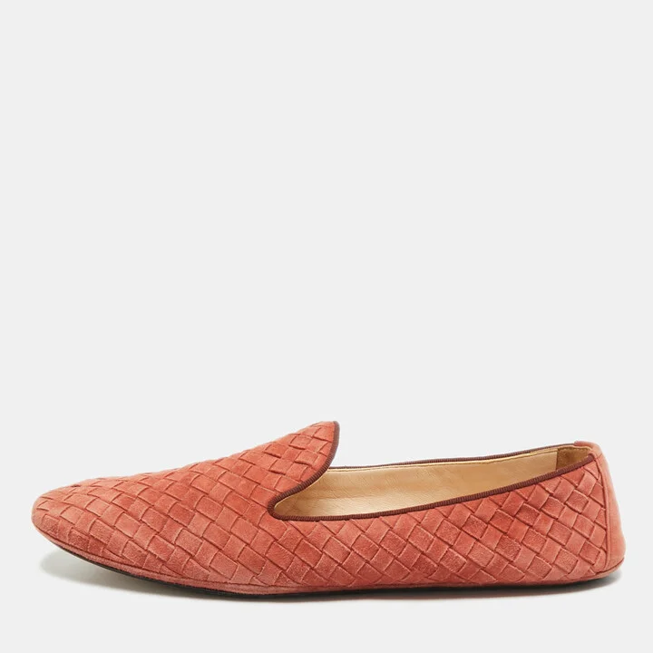 Bottega Veneta Brick Intrecciato Suede Smoking Slippers Size 40