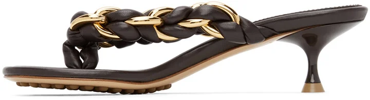 Bottega Veneta Brown Chain Dot Sandals - Image 3