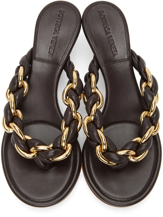 Bottega Veneta Brown Chain Dot Sandals - Image 5