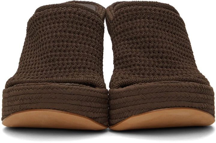Bottega Veneta Brown Knit Wedge Sandals - Image 2