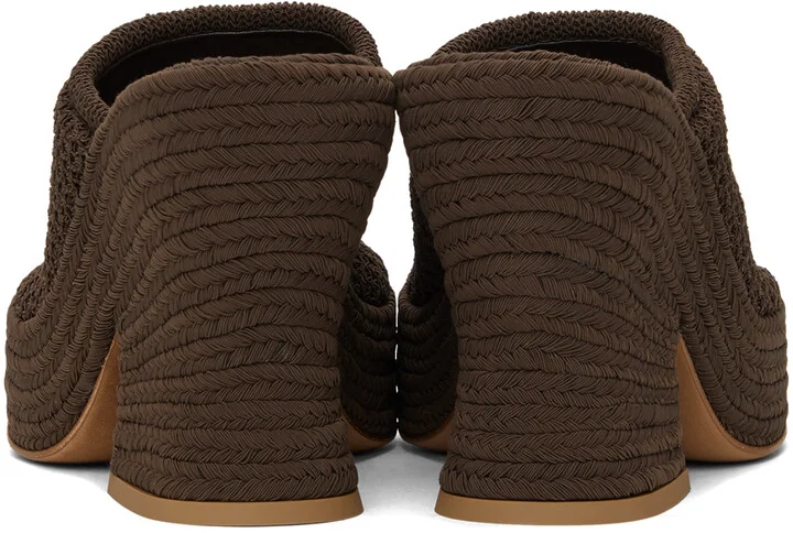 Bottega Veneta Brown Knit Wedge Sandals - Image 4