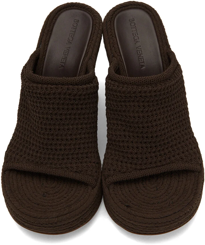Bottega Veneta Brown Knit Wedge Sandals - Image 5