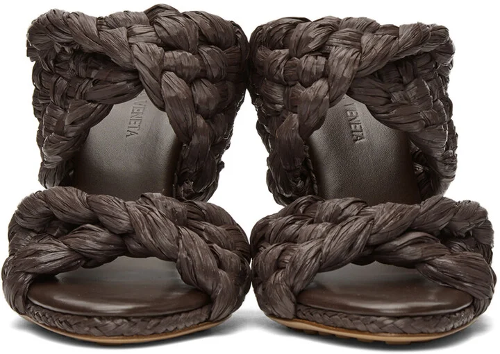 Bottega Veneta Brown Raffia 'The Curve' Heeled Sandals - Image 2