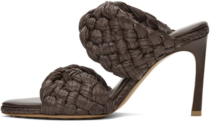 Bottega Veneta Brown Raffia 'The Curve' Heeled Sandals - Image 3