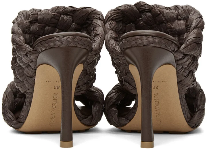Bottega Veneta Brown Raffia 'The Curve' Heeled Sandals - Image 4