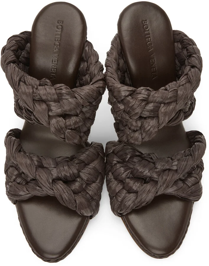 Bottega Veneta Brown Raffia 'The Curve' Heeled Sandals - Image 5