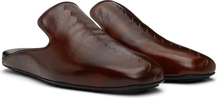 Bottega Veneta Brown Roma Slippers - Image 4