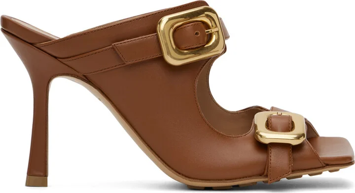 Bottega Veneta Brown Stretch Buckle Mule
