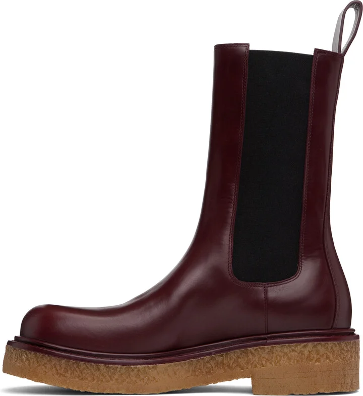 Bottega Veneta Burgundy Haddock Chelsea Boots - Image 3