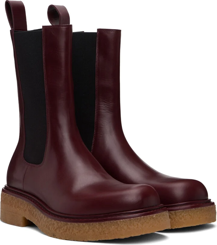 Bottega Veneta Burgundy Haddock Chelsea Boots - Image 4