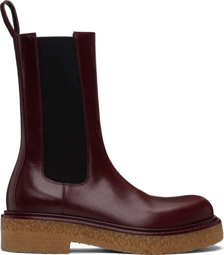 Bottega Veneta Burgundy Haddock Chelsea Boots