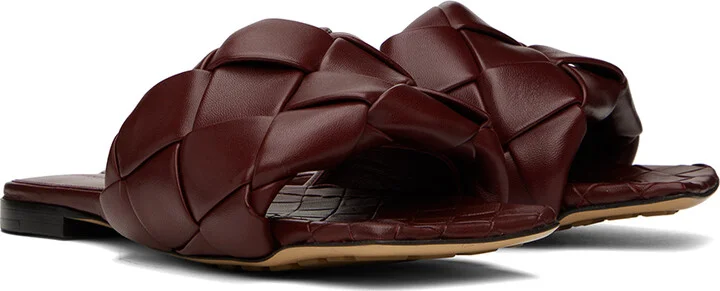Bottega Veneta Burgundy Lido Sandals - Image 4