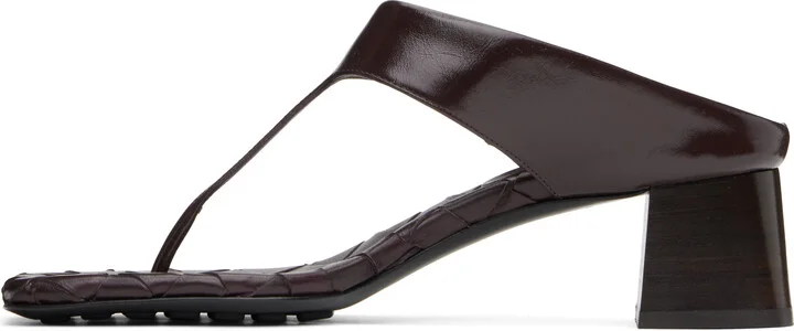 Bottega Veneta Burgundy Marella Thong Heeled Sandals - Image 3