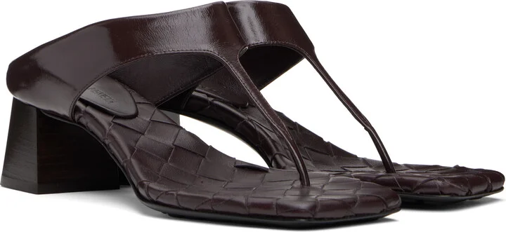 Bottega Veneta Burgundy Marella Thong Heeled Sandals - Image 4