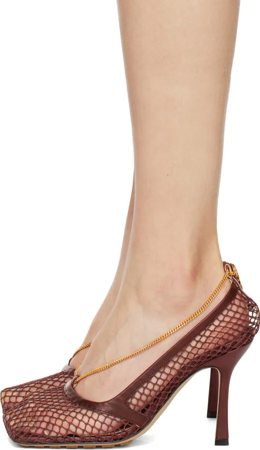 Bottega Veneta Burgundy Stretch Heeled Sandals - Image 3