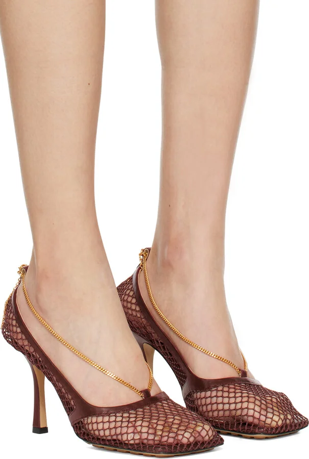 Bottega Veneta Burgundy Stretch Heeled Sandals - Image 4