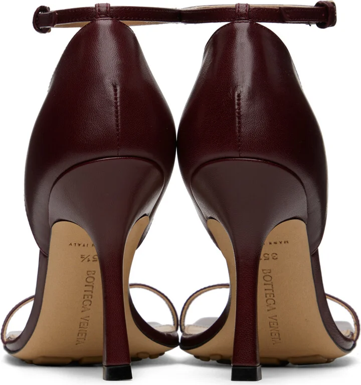 Bottega Veneta Burgundy Stretch Strap Heeled Sandals - Image 2
