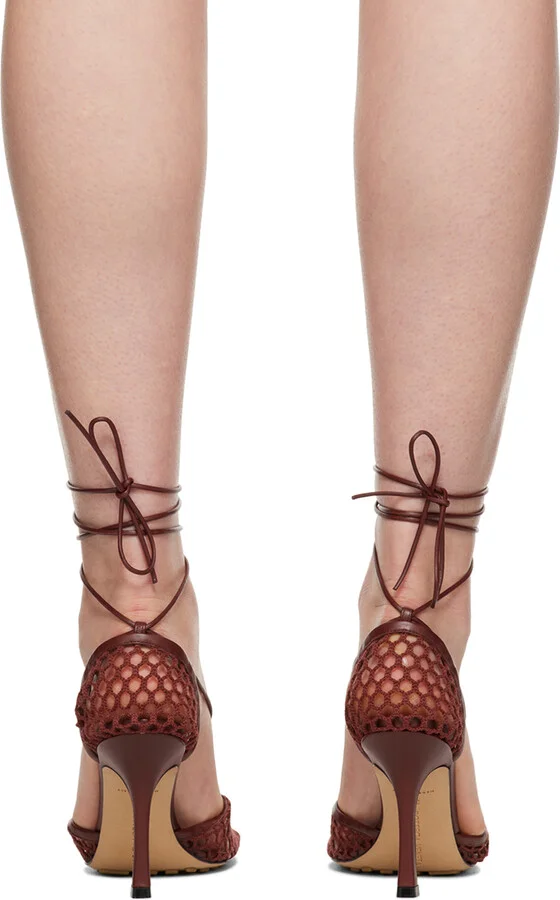 Bottega Veneta Burgundy Stretch Web Heels - Image 2