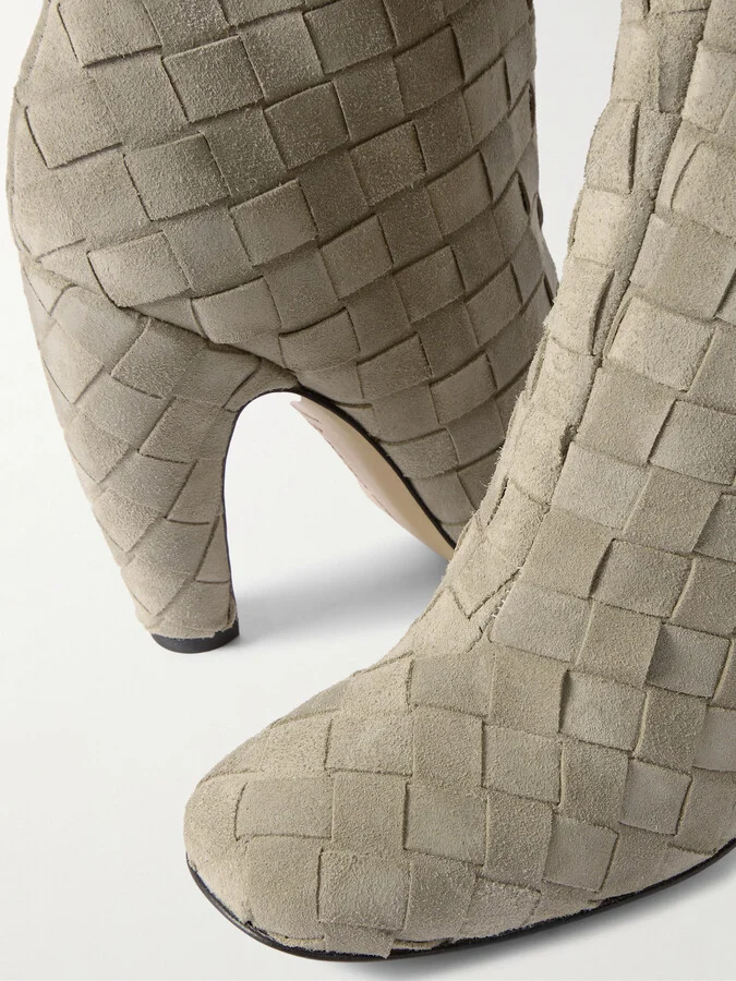 Bottega Veneta - Canalazzo Intrecciato Suede Boots - Gray - Image 4